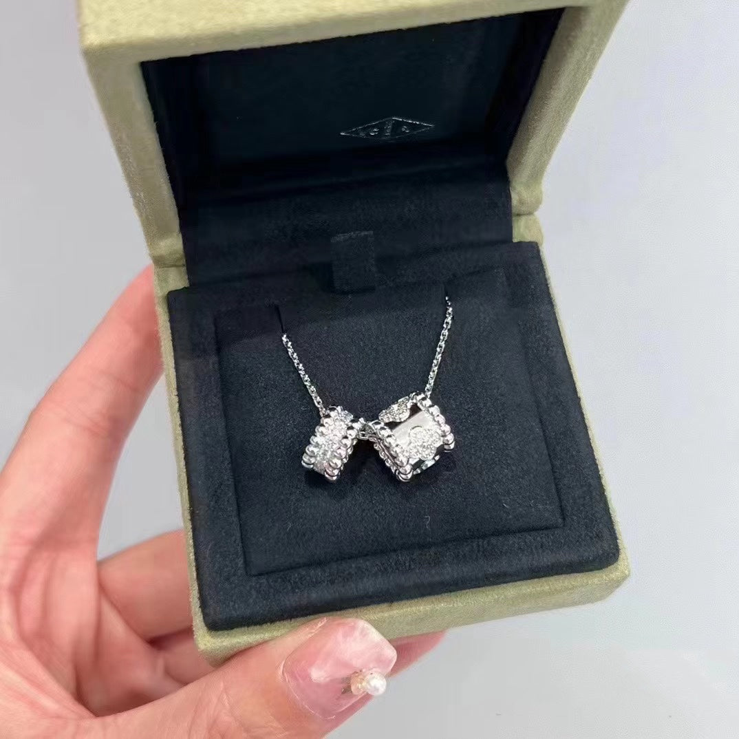 [LUXE] PERLEE DOUBLE PENDANT SILVER DIAMOND NECKLACE