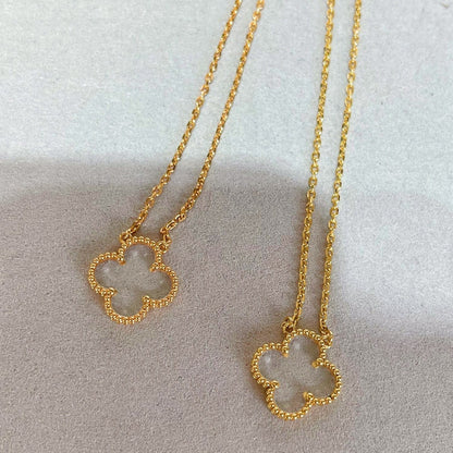 [LUXE] CLOVER ROCK CRYSTAL ROSE GOLD NECKLACE