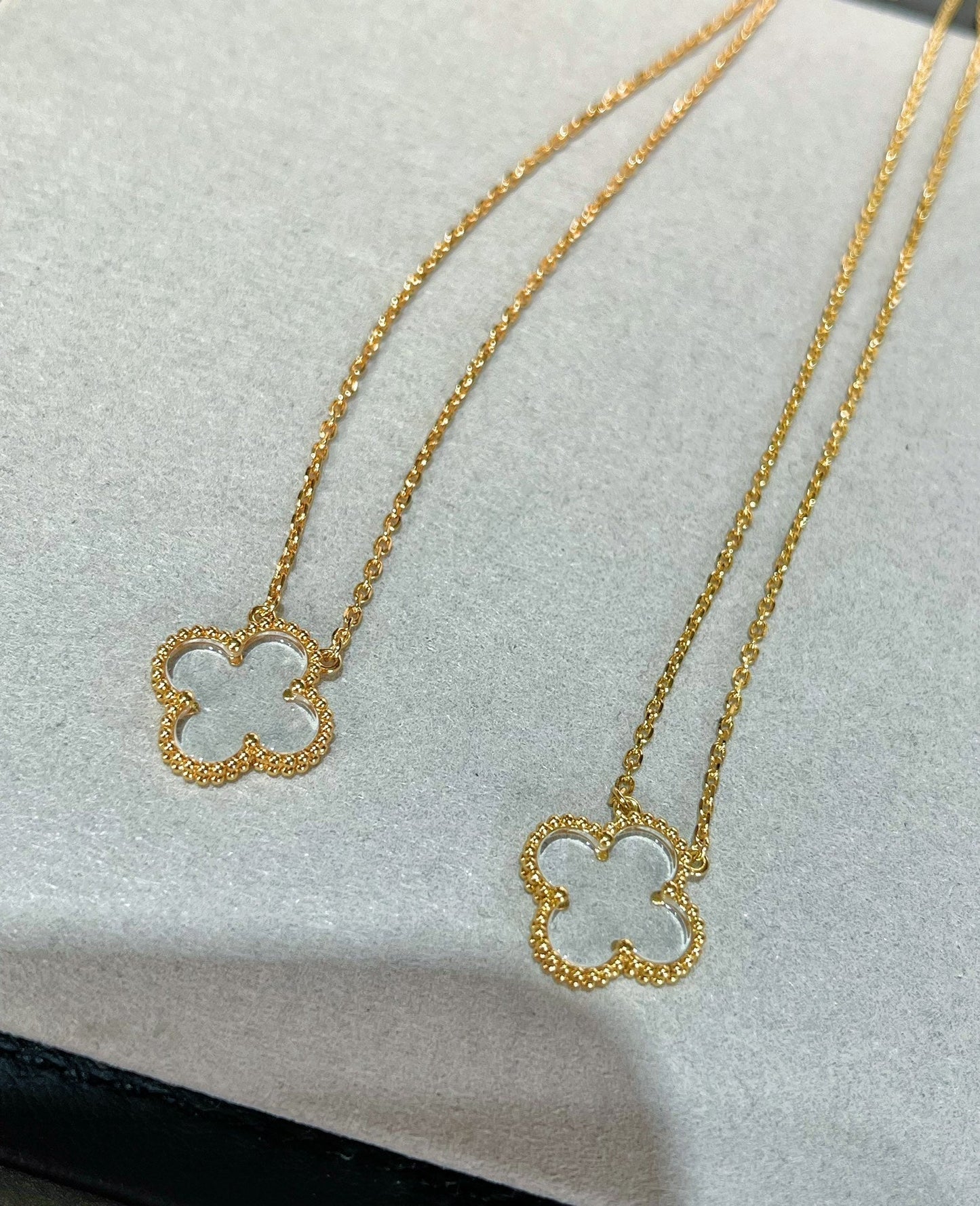 [LUXE] CLOVER ROCK CRYSTAL ROSE GOLD NECKLACE