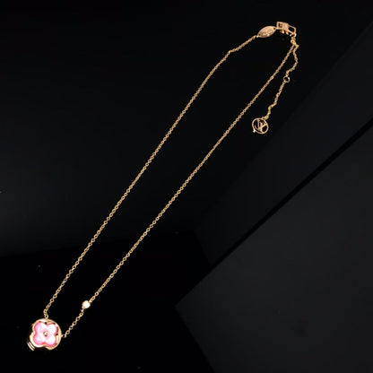 [LUXE]COLOR BLOSSOM PINK MOP SUN GOLD NECKLACE