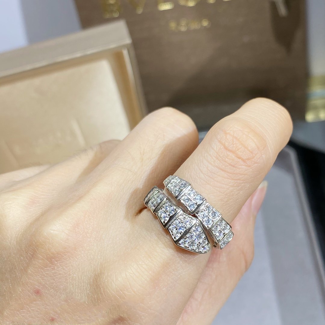 [LUXE]SERPENTI RING SILVER DIAMOND PAVED