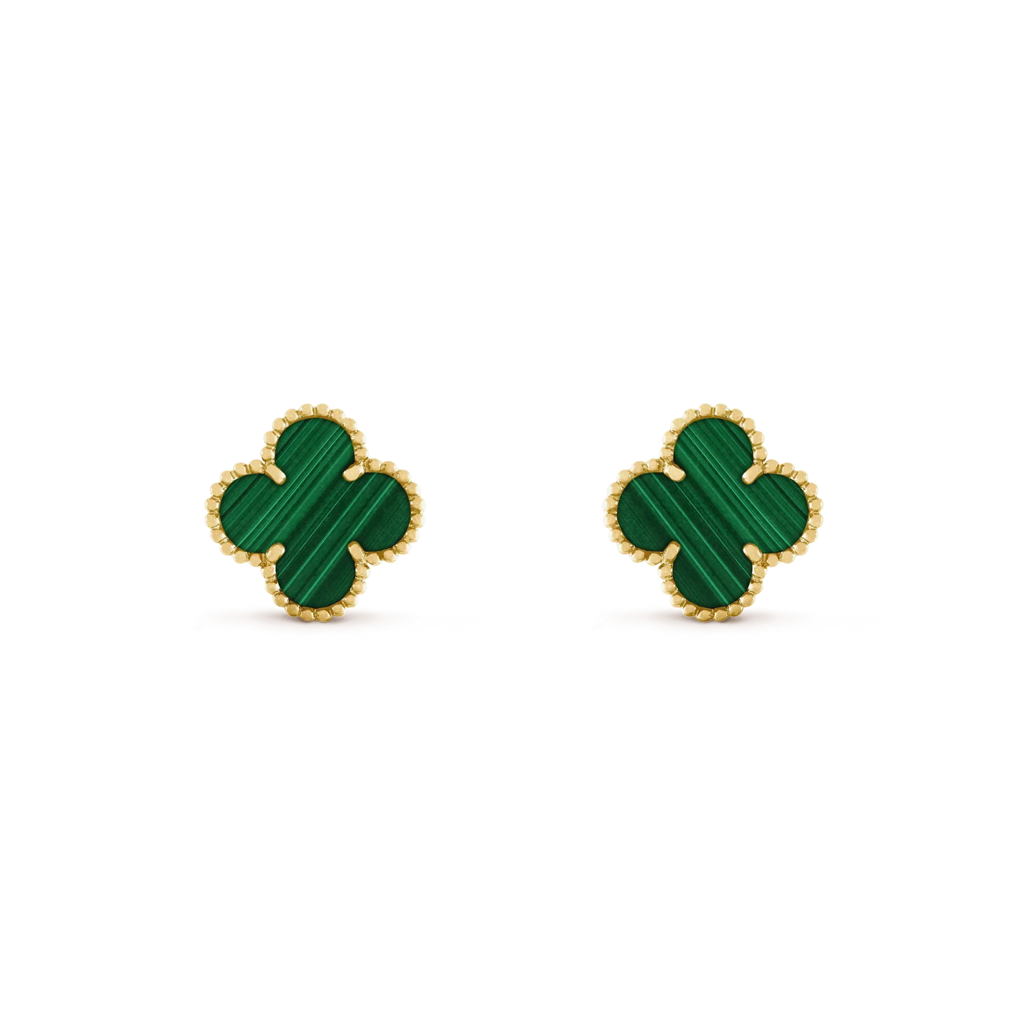 [LUXE] CLOVER MEDIUM 1 MOTIFS MALACHITE  EARRINGS