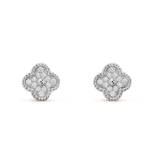 [LUXE] CLOVER MINI DIAMOND STUD EARRINGS