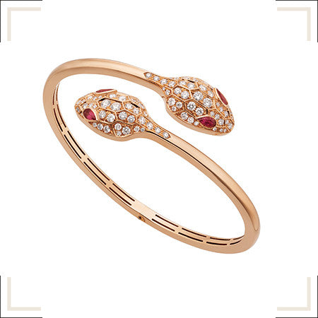 [LUXE]SERPENTI BRACELET PINK GOLD DIAMOND DOUBLE SNAKE