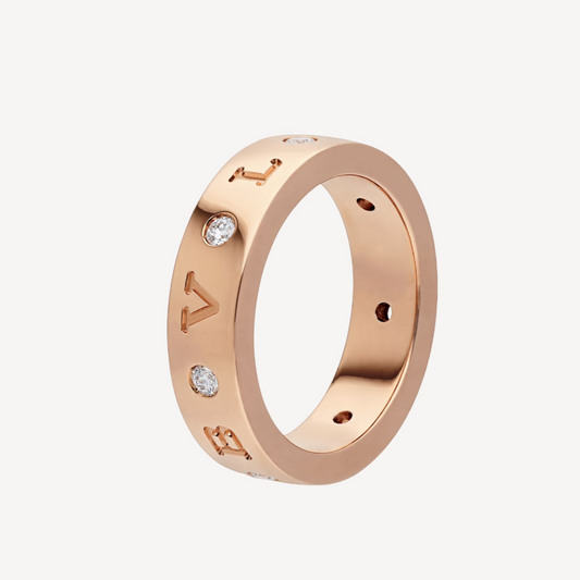 [LUXE]ZERO 1 ESSENTIAL PINK GOLD BAND WITH DIAMONDS RING