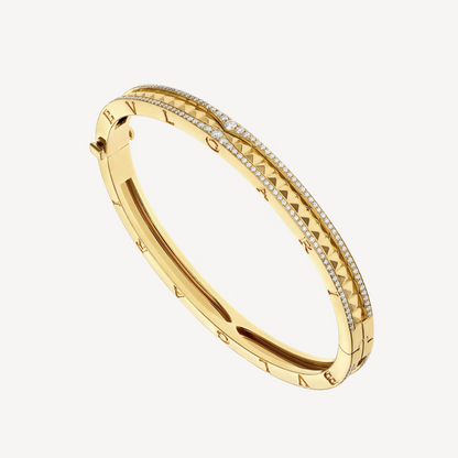 [LUXE]ZERO 1 SPIRAL AND PAVED DIAMOND GOLD BRACELET