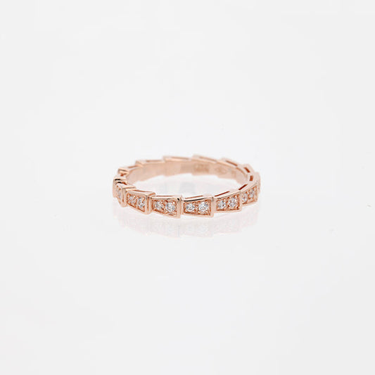 [LUXE]SERPENTI RING PINK GOLD DIAMOND PAVED 3MM