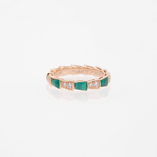 [LUXE]SERPENTI RING PINK GOLD MALACHITE DIAMOND 3MM