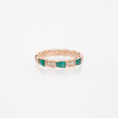 [LUXE]SERPENTI RING PINK GOLD MALACHITE DIAMOND 3MM