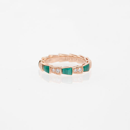 [LUXE]SERPENTI RING PINK GOLD MALACHITE DIAMOND 3MM