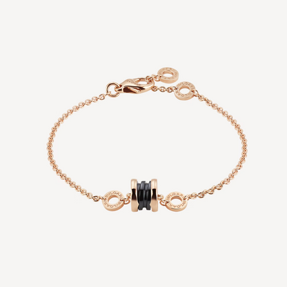 [LUXE]ZERO 1 SOFT PINK GOLD AND BLACK CERAMIC BRACELET