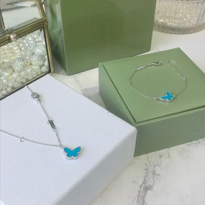 [LUXE] BUTTERFLY TURQUOISE BUTTERFLY BRACELET SILVER