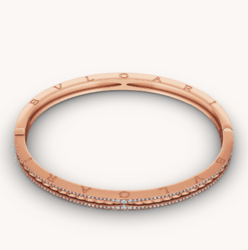 [LUXE]ZERO 1 SPIRAL AND PAVED DIAMOND PINK GOLD BRACELET