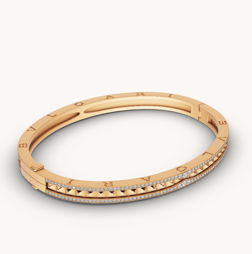 [LUXE]ZERO 1 SPIRAL AND PAVED DIAMOND GOLD BRACELET