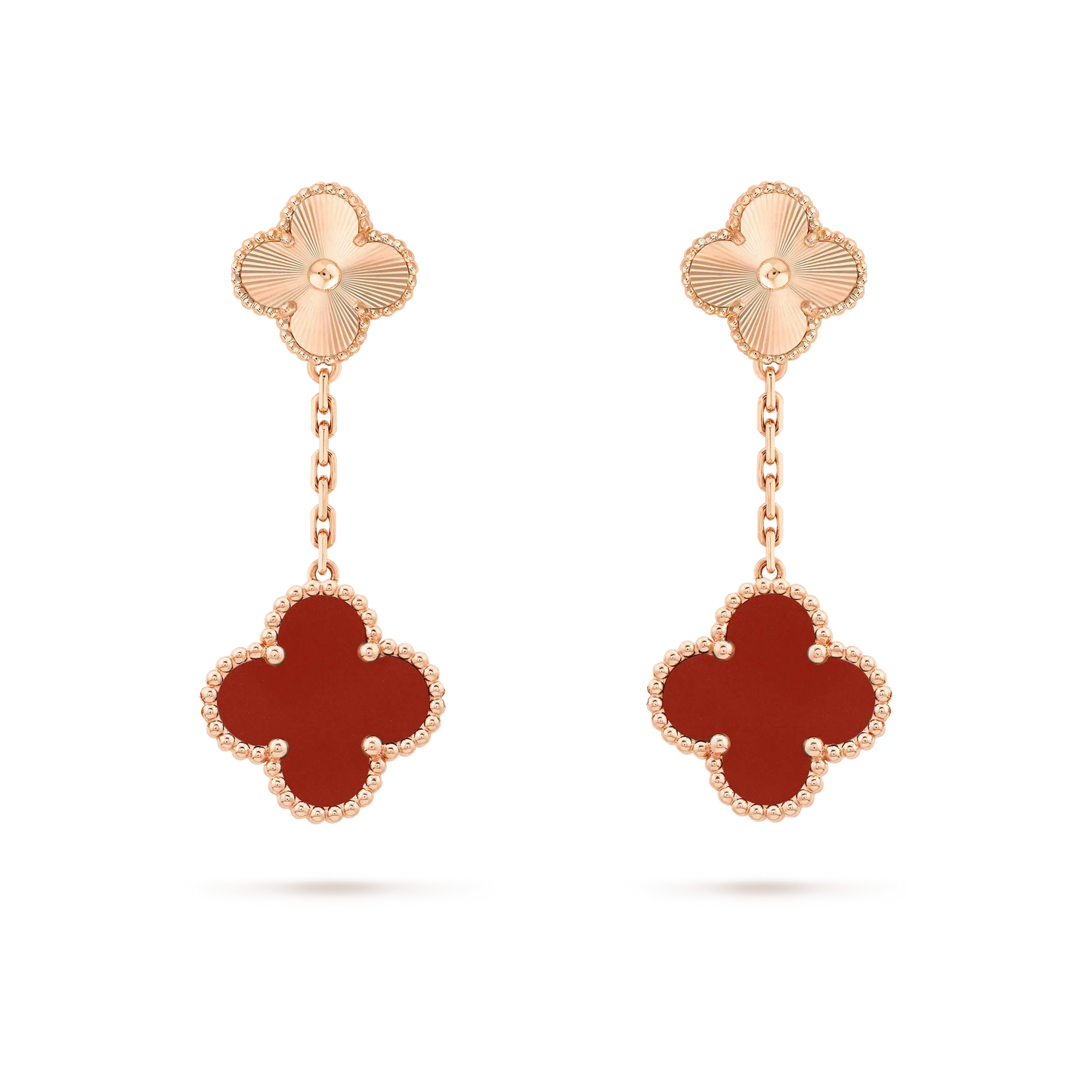 [LUXE] CLOVER 2 MOTIF  LASER CARNELIAN EARRINGS