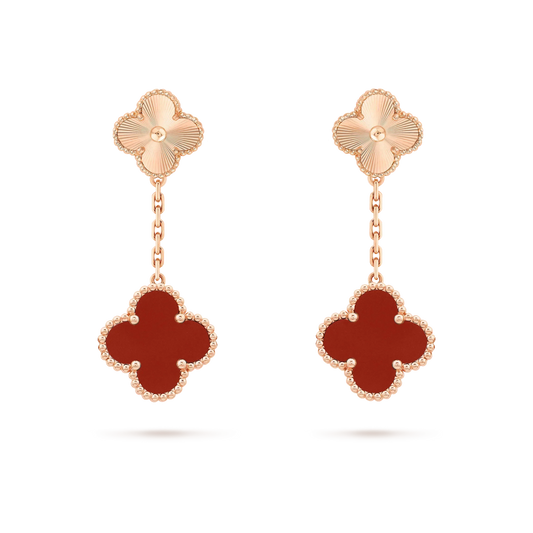 [LUXE] CLOVER 2 MOTIF  LASER CARNELIAN EARRINGS