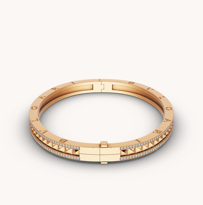 [LUXE]ZERO 1 SPIRAL AND PAVED DIAMOND GOLD BRACELET