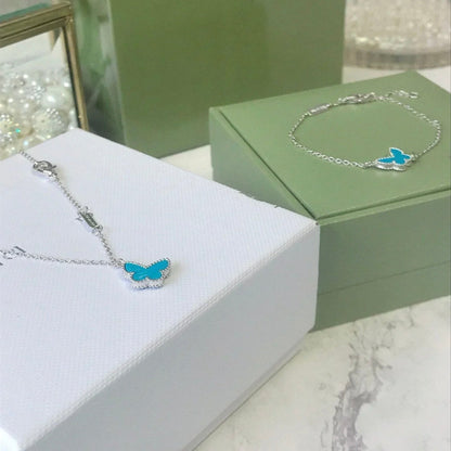 [LUXE] BUTTERFLY TURQUOISE BUTTERFLY BRACELET SILVER