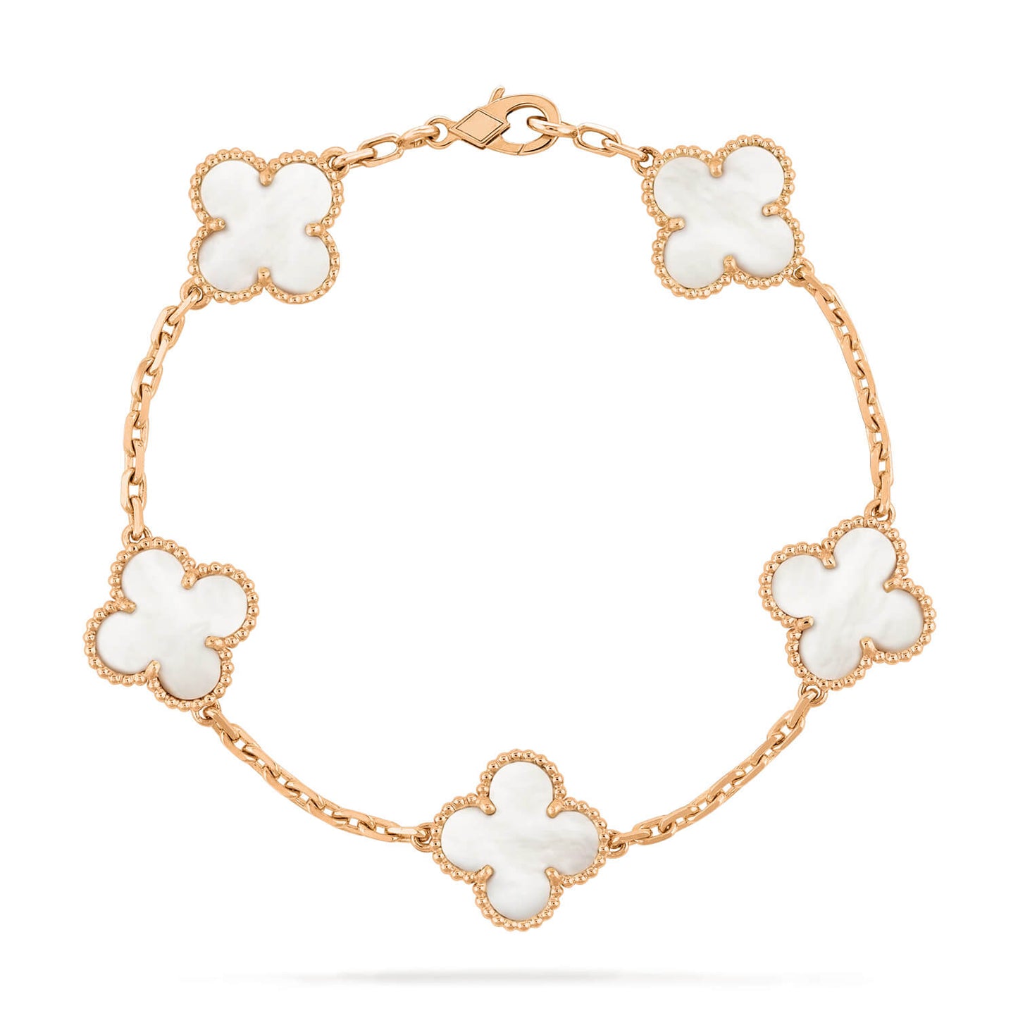 [LUXE] CLOVER  5 MOTIF WHITE MOP BRACELET