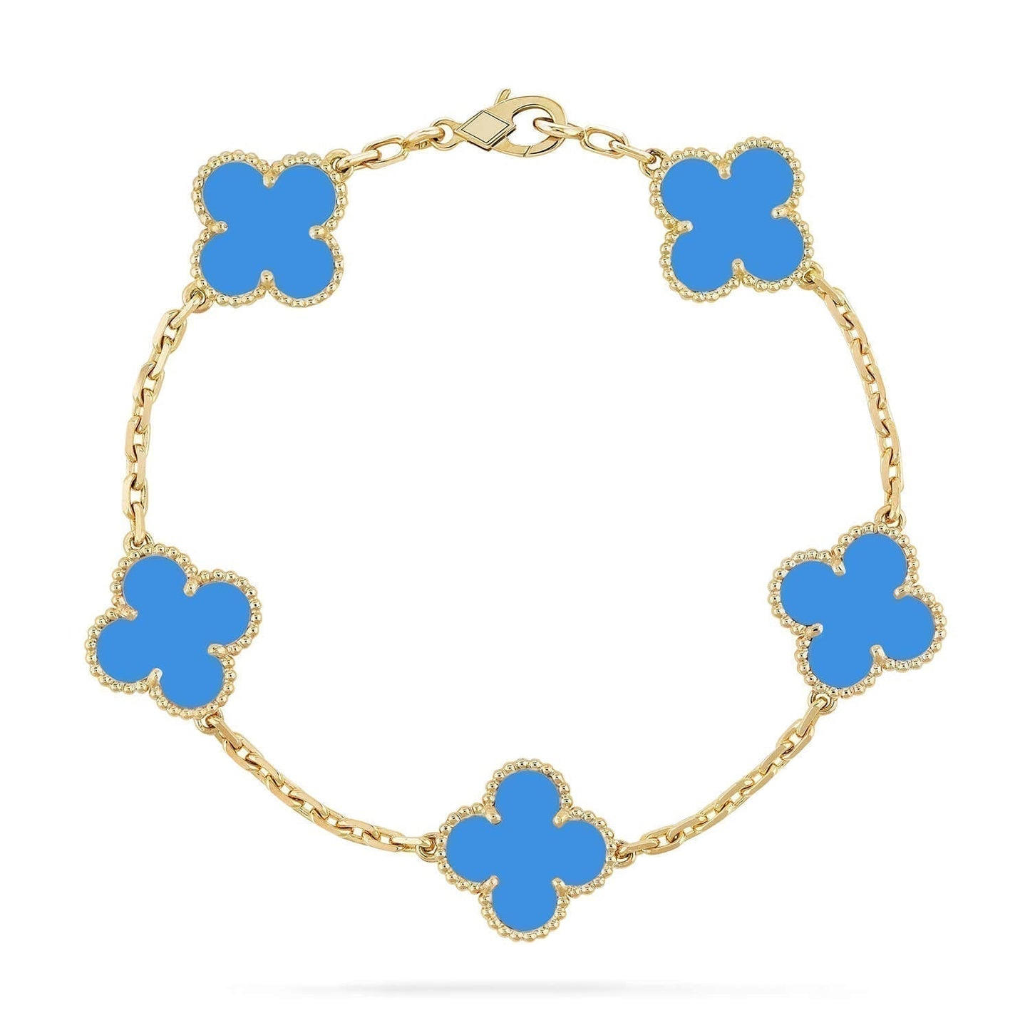 [LUXE] CLOVER 5 MOTIFS BLUE AGATE BRACELET