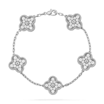 [LUXE] CLOVER 5 MOTIFS  DIAMOND BRACELET SILVER