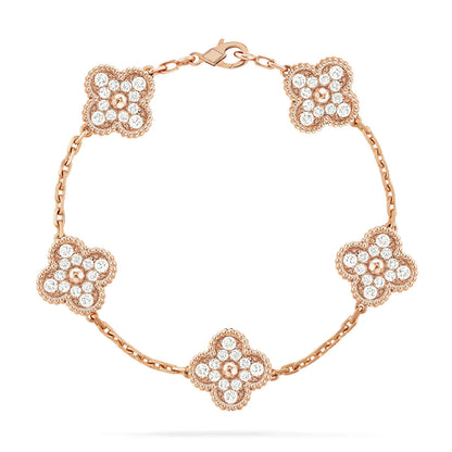 [LUXE] CLOVER 5 MOTIFS  FULL DIAMOND BRACELET