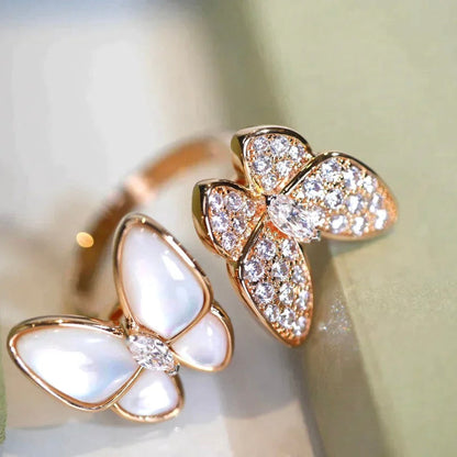 [LUXE] TWIN BUTTERFLY DIAMOND MOP RING