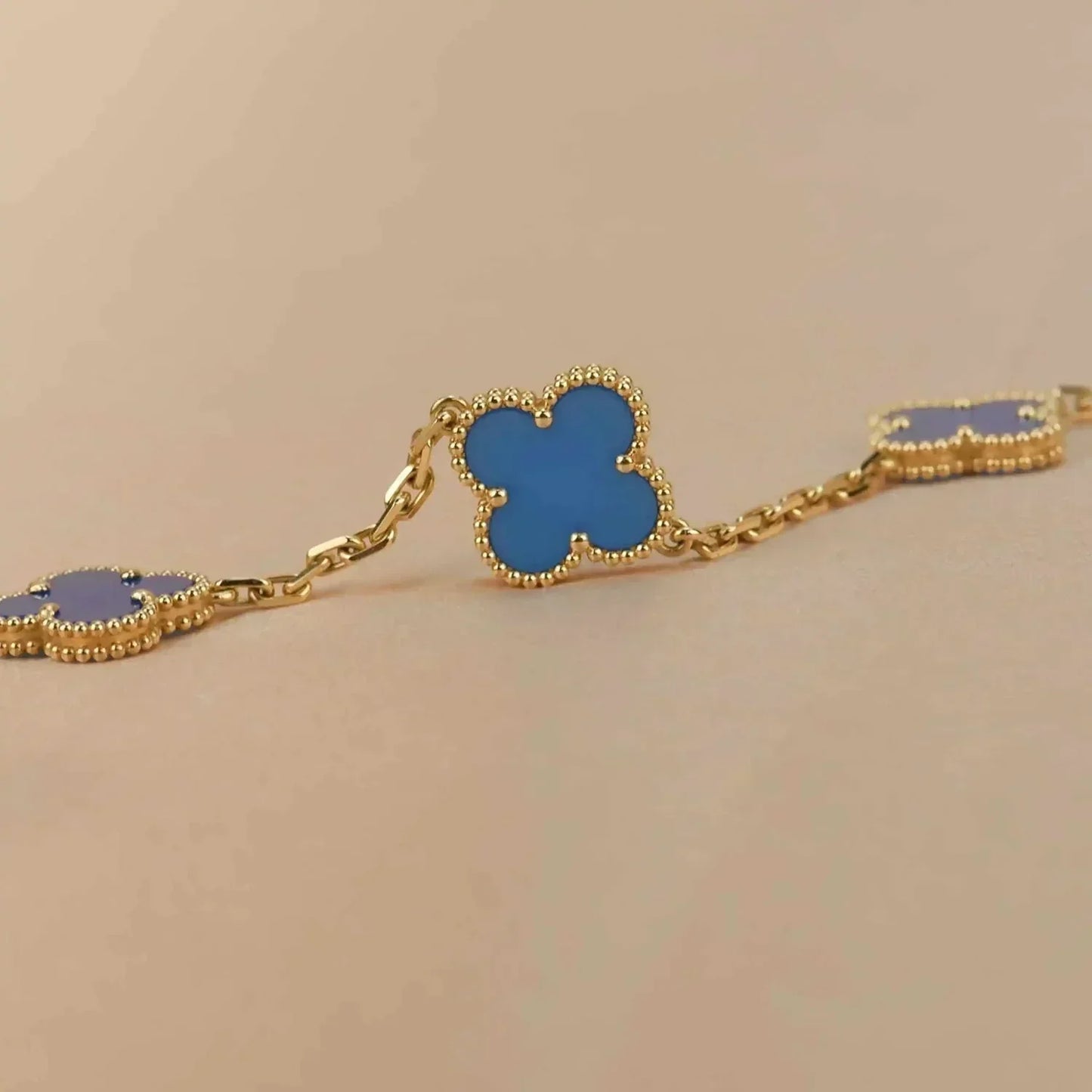 [LUXE] CLOVER 5 MOTIFS BLUE AGATE BRACELET