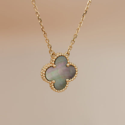 [LUXE] CLOVER 15MM  GRAY MOTHER OF PEARL NECKLACE