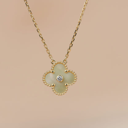 [LUXE] CLOVER 15MM DIAMOND GOLD MOTHER OF PEARL NECKLACE