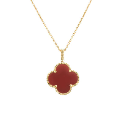 [LUXE] CLOVER 25MM NECKLACE GOLD CARNELIAN