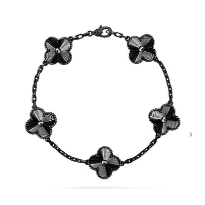 [LUXE] CLOVER 5 MOTIF BLACK BRACELET