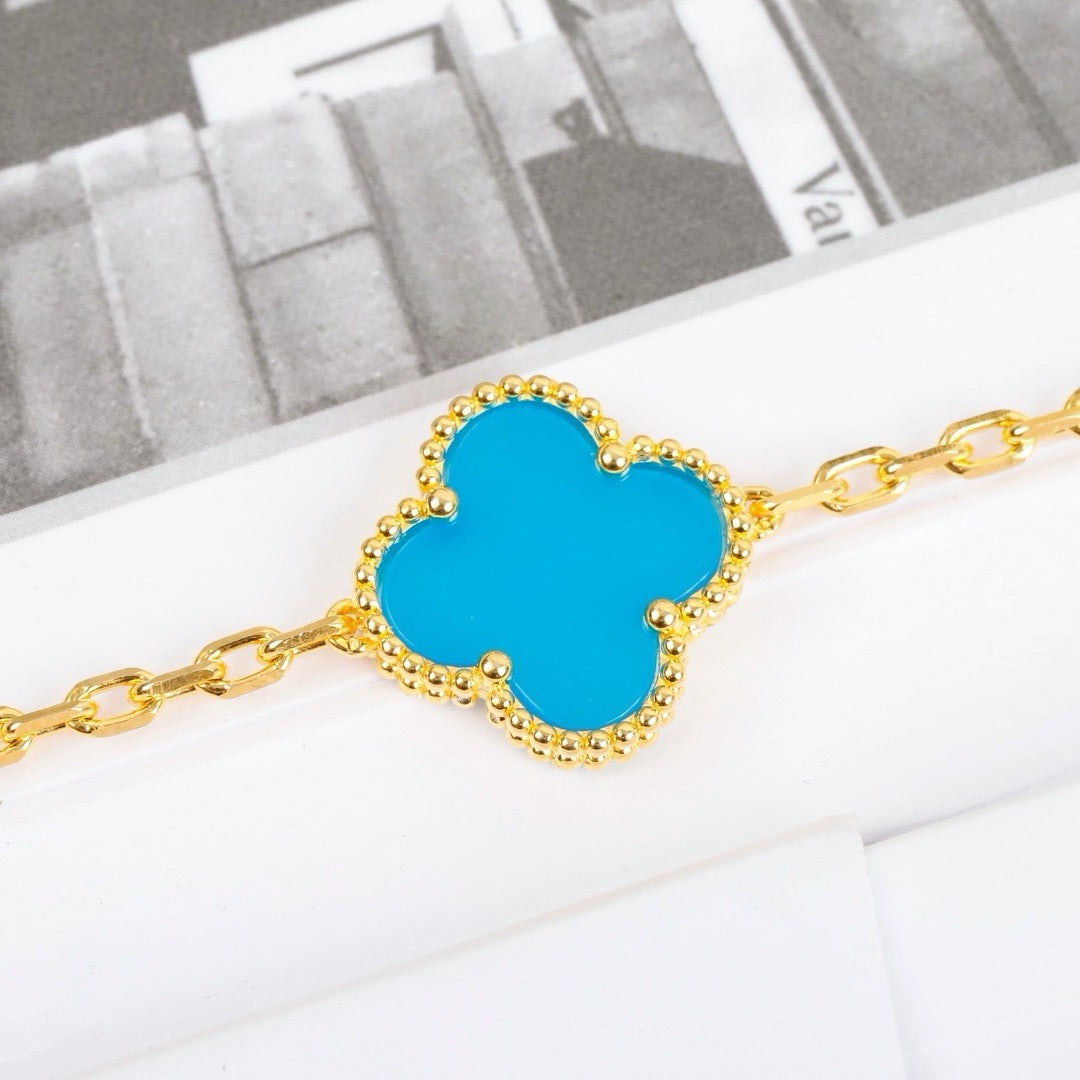 [LUXE] CLOVER 5 MOTIFS TURQUOISE BRACELET