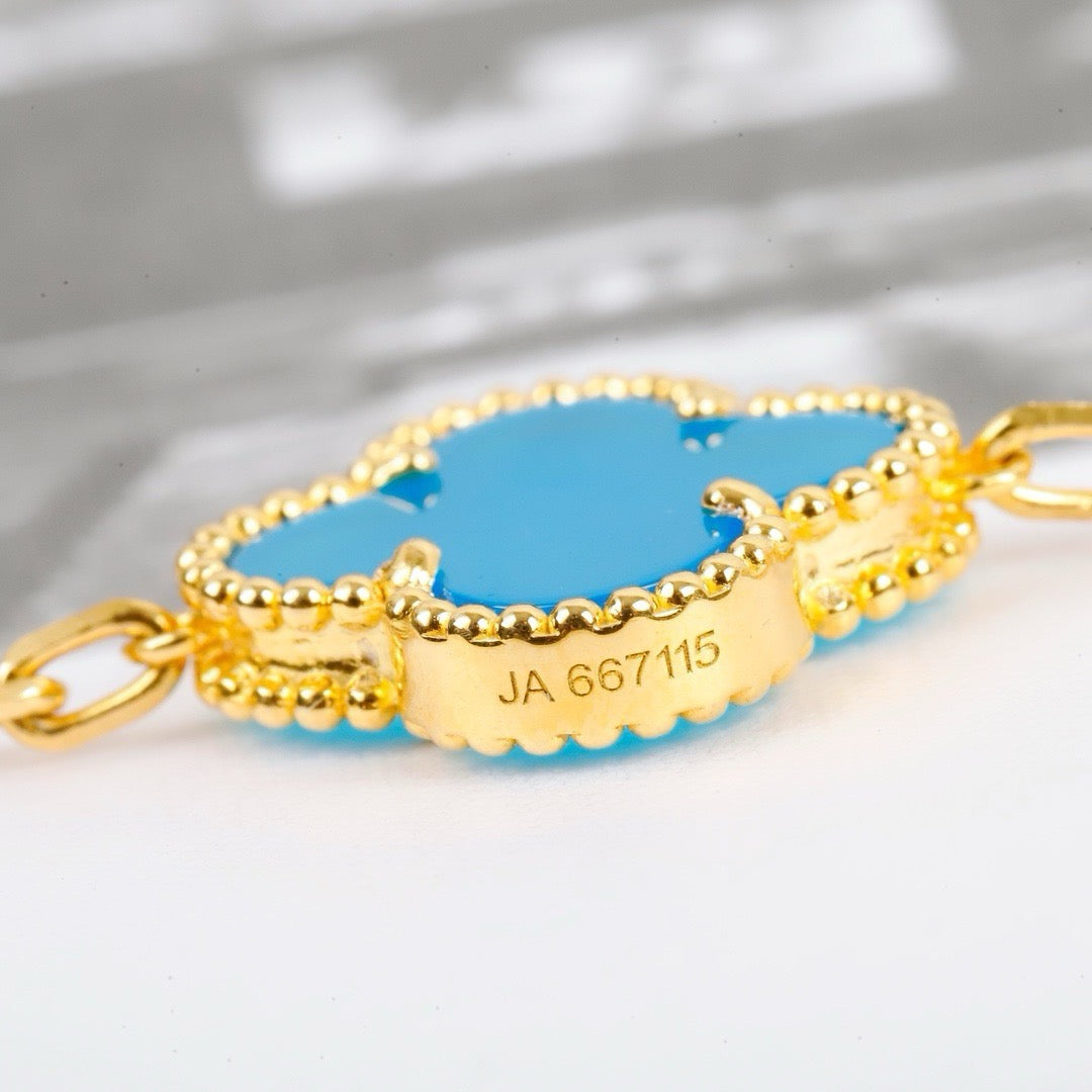 [LUXE] CLOVER 5 MOTIFS TURQUOISE BRACELET