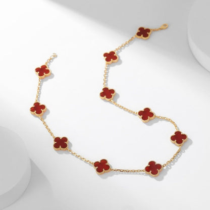 [LUXE] CLOVER 10 MOTIFS CARNELIAN NECKLACE