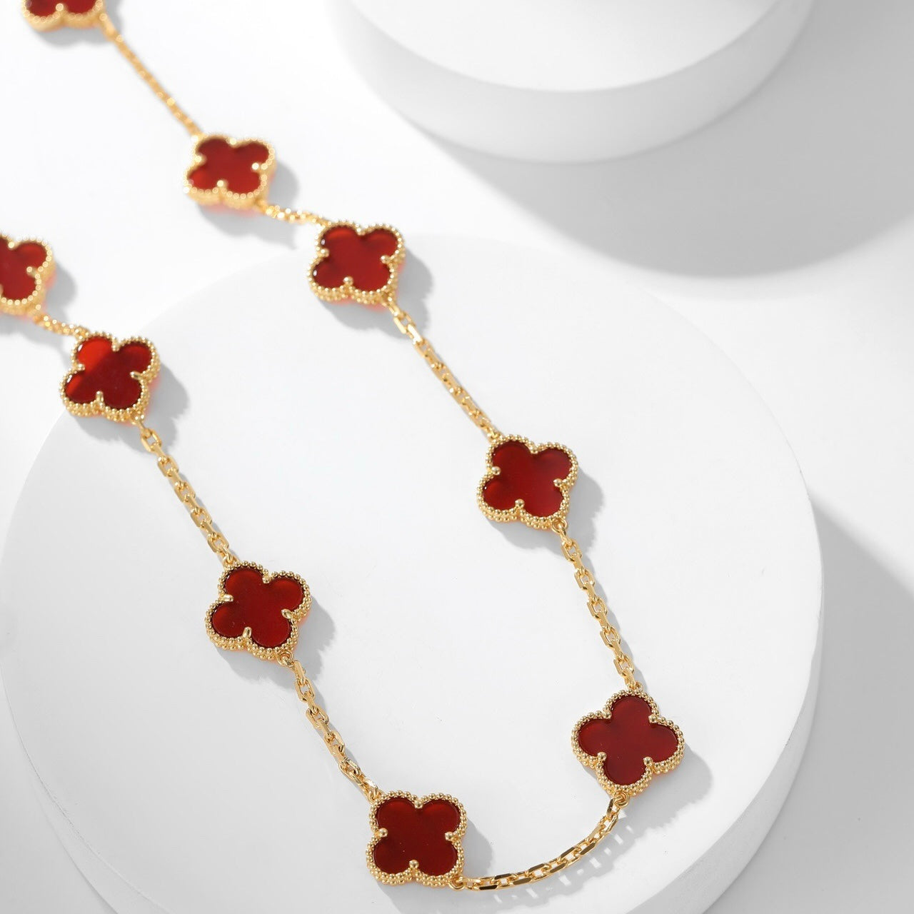 [LUXE] CLOVER 10 MOTIFS CARNELIAN NECKLACE