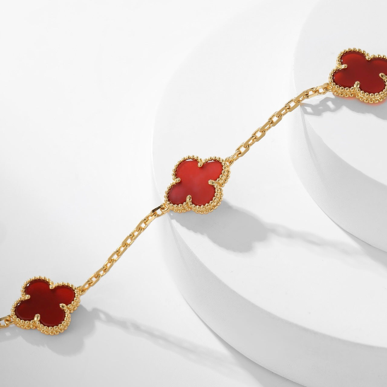 [LUXE] CLOVER 10 MOTIFS CARNELIAN NECKLACE