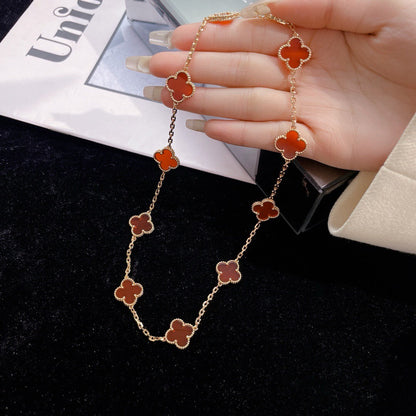 [LUXE] CLOVER 10 MOTIFS CARNELIAN NECKLACE