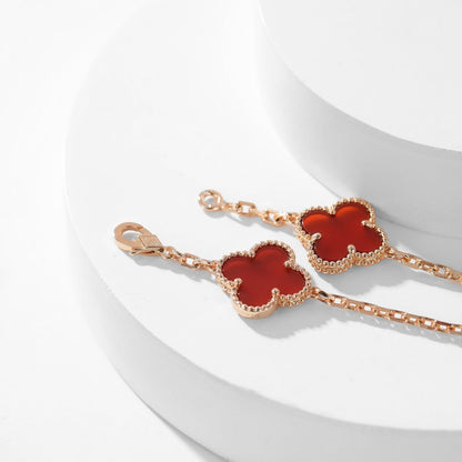 [LUXE] CLOVER 10 MOTIFS CARNELIAN NECKLACE