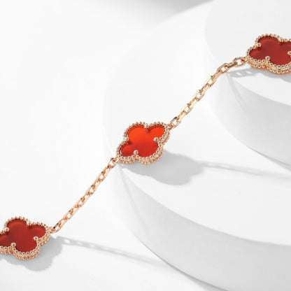 [LUXE] CLOVER 10 MOTIFS CARNELIAN NECKLACE