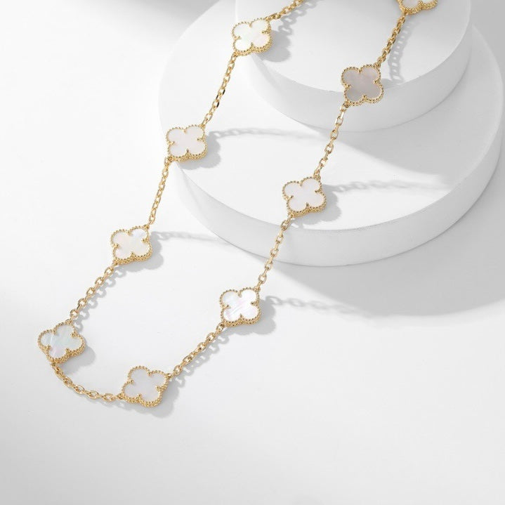 [LUXE] CLOVER 10 MOTIFS WHITE MOTHER OF PEARL NECKLACE