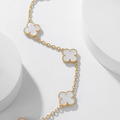 [LUXE] CLOVER 10 MOTIFS WHITE MOTHER OF PEARL NECKLACE