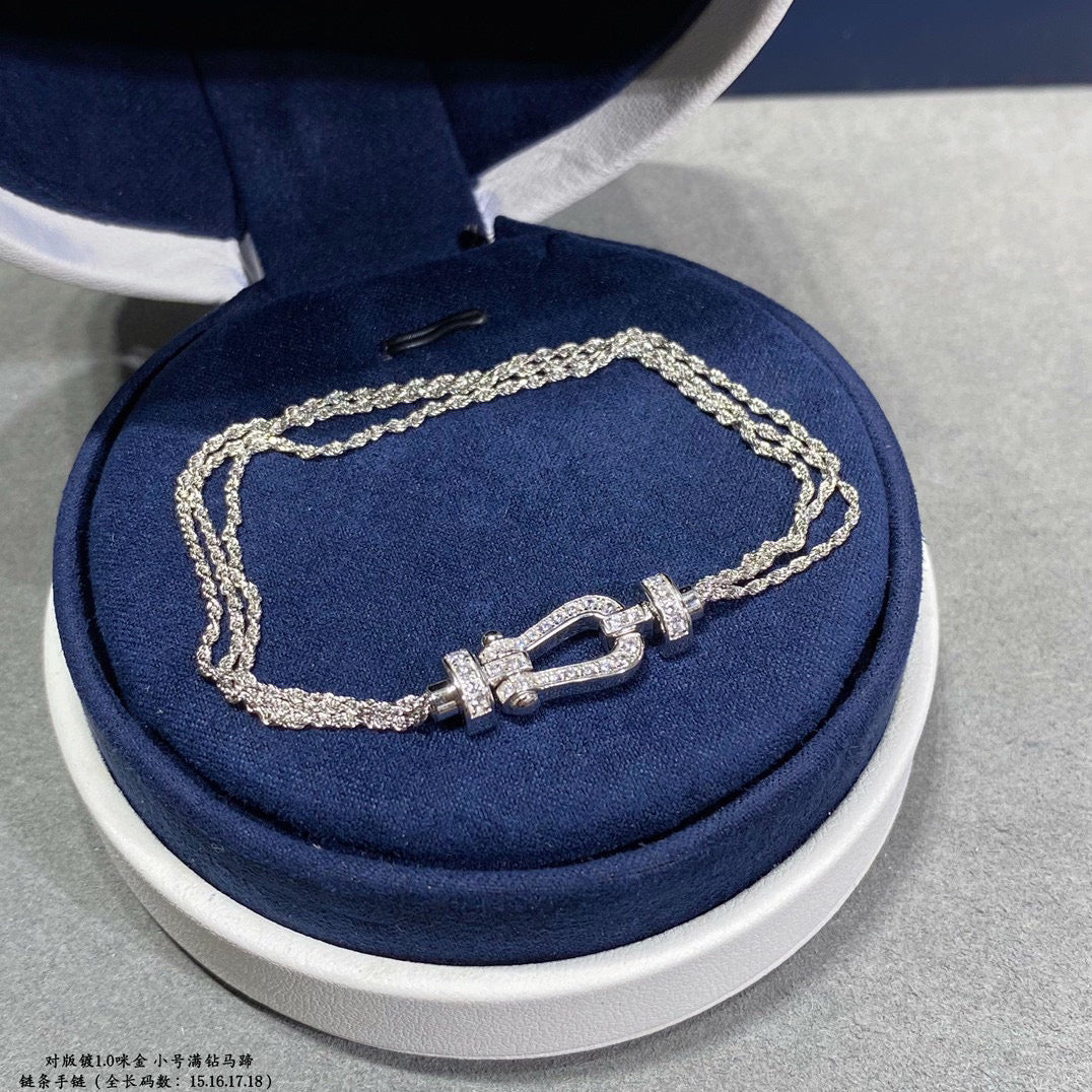 [LUXE]FORCE SMALL HORSESHOE  DIAMOND CHAIN ROPE BRACELET