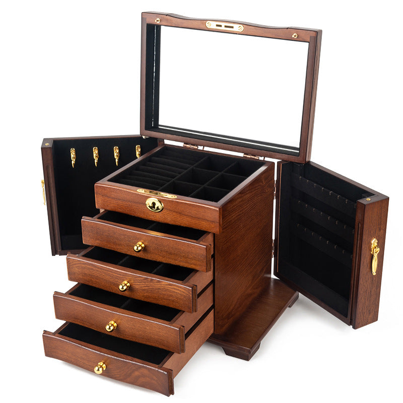 JEWELRY STORAGE BOX MULTI-LAYER LARGE CAPACITY WOODEN JEWELRY BOX