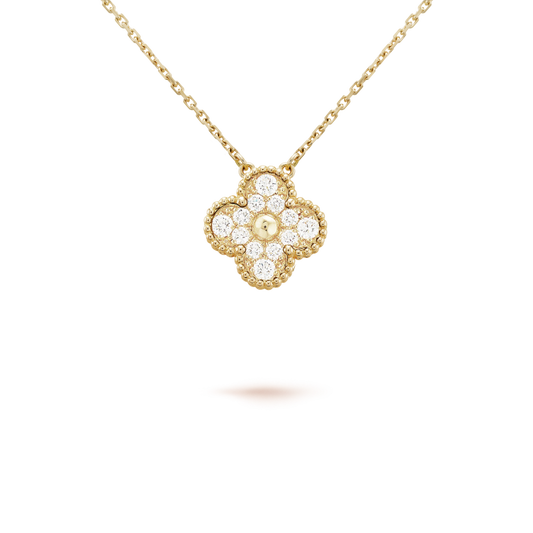 [LUXE] CLOVER 15MM DIAMOND SINGLE FLOWER NECKLACE