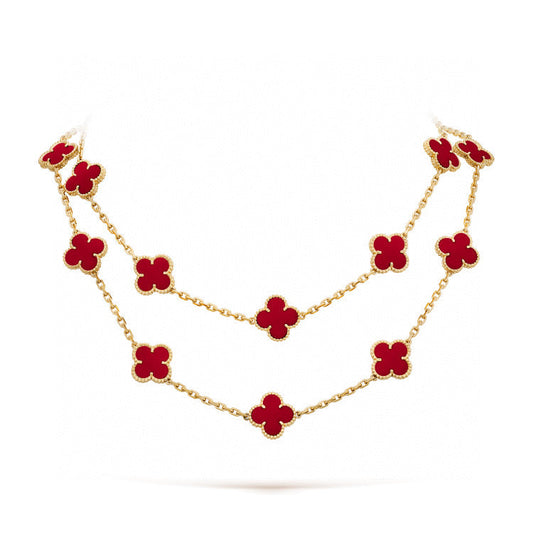 [LUXE] CLOVER 20 MOTIFS CARNELIAN NECKLACE