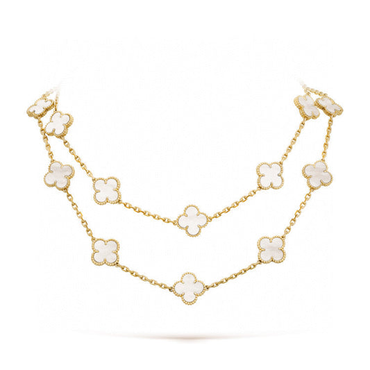 [LUXE] CLOVER 20 MOTIFS WHITE MOP NECKLACE