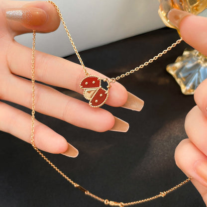 [LUXE] LUCKY  CARNELIANS LADYBUG NECKLACE