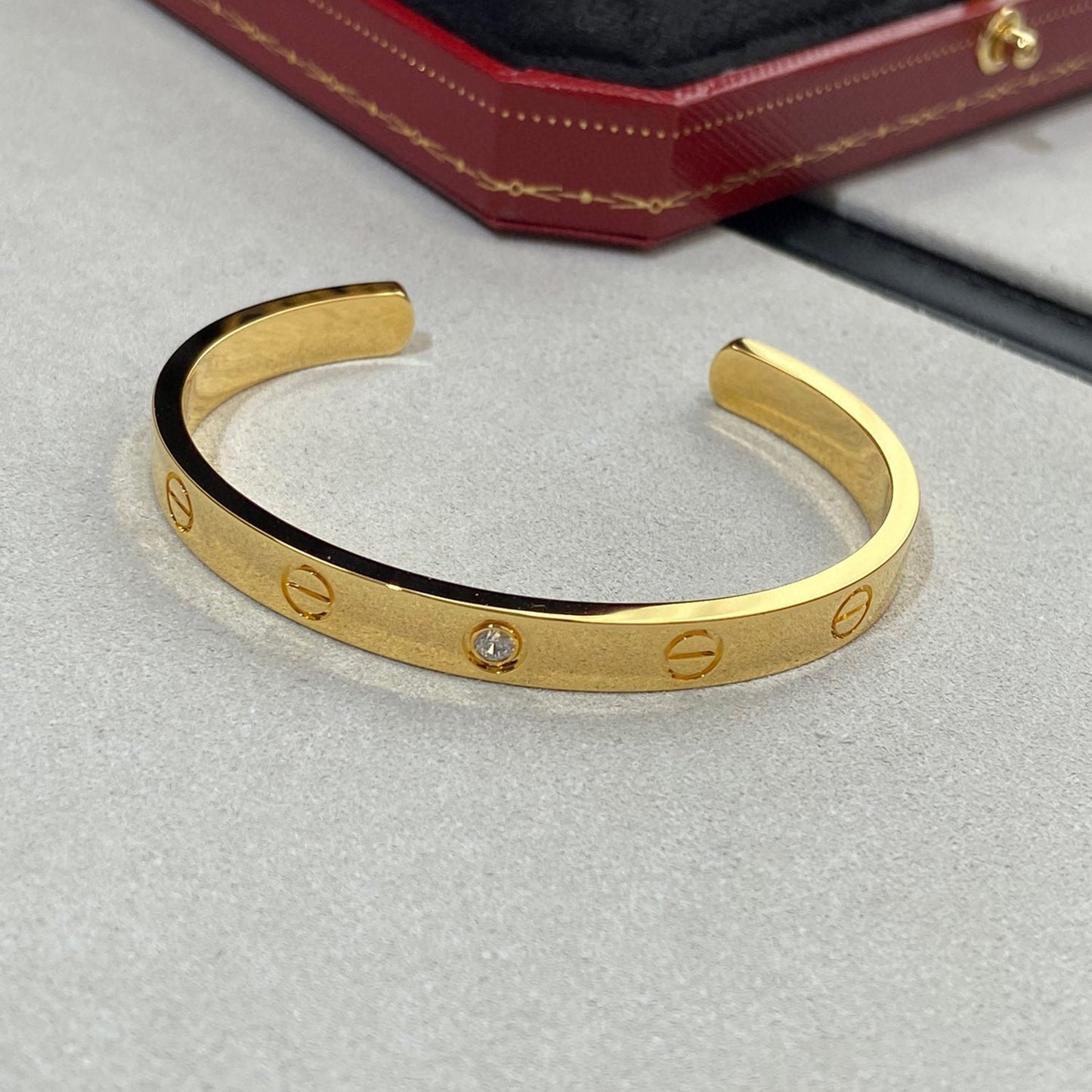 [LUXE]LOVE BRACELET 6.1MM 1 DIAMOND OPEN CUFF