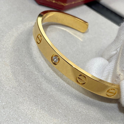 [LUXE]LOVE BRACELET 6.1MM 1 DIAMOND OPEN CUFF